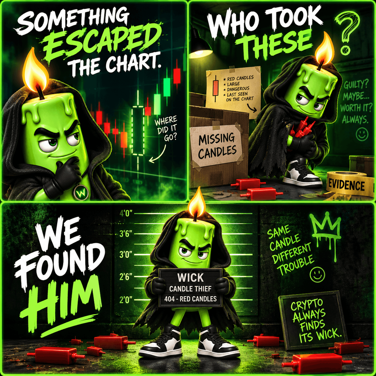 WICK meme: something escaped the chart, missing candles, we found him